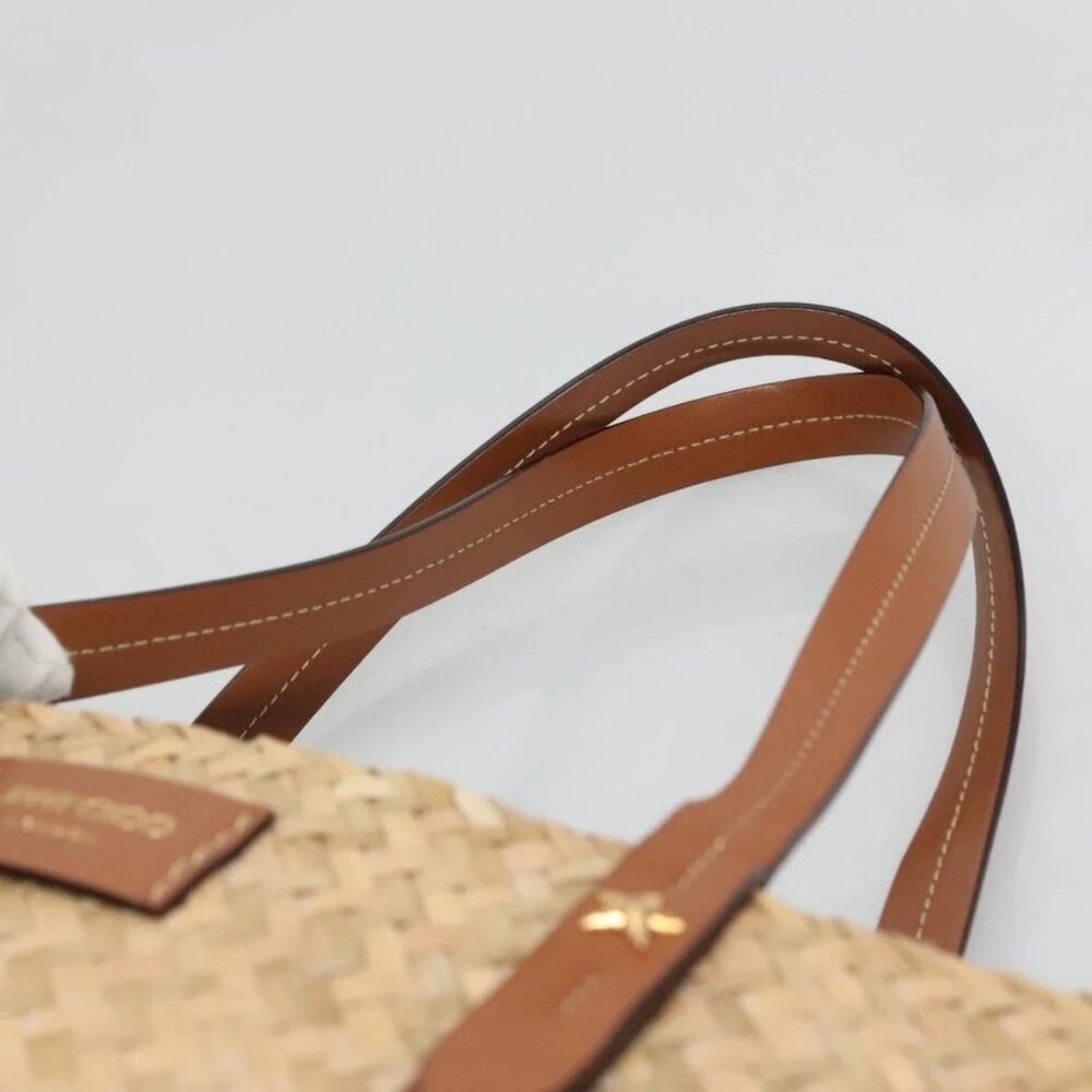 Jimmy Choo Studs Tote Bag Straw Beige Auth BA5421 - Picture 10 of 13